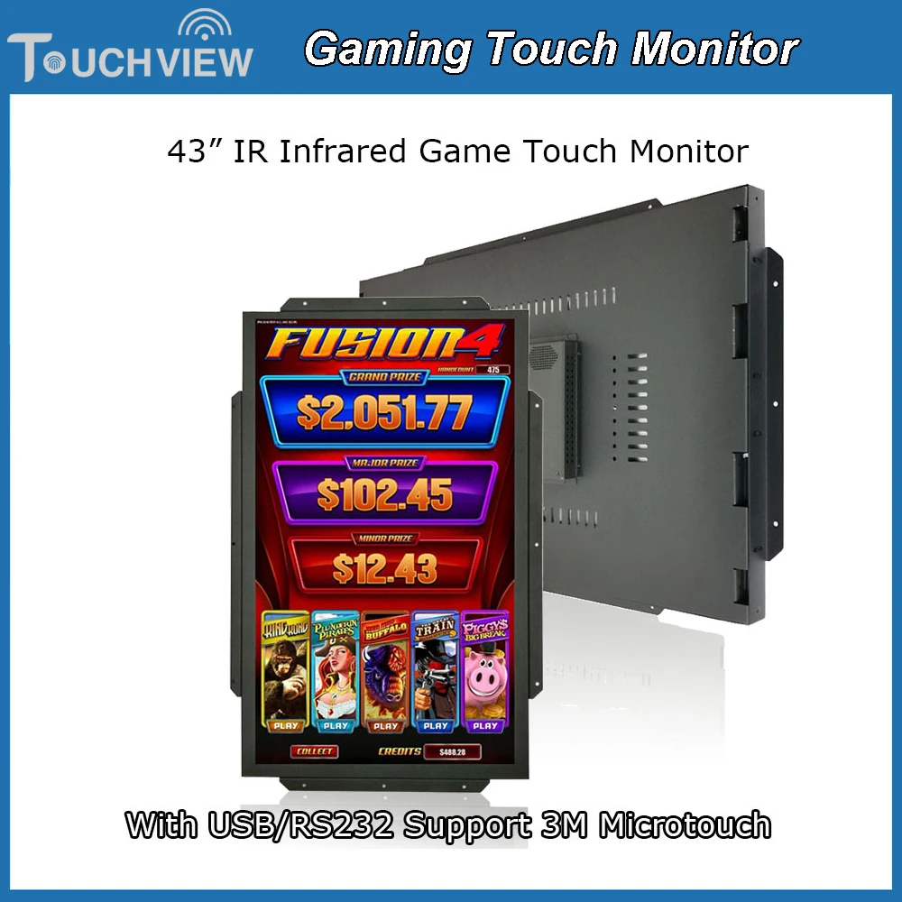 1920*1080 43 Inch HD 1080P Vertical Display 3M USB/RS232 Touch Screen Monitor With IR Touch Screen For Gaming Machine Use
1920*1080 43 Inch HD 1080P Vertical Display 3M USB/RS232 Touch Screen Monitor With IR Touch Screen For Gaming Machine Use