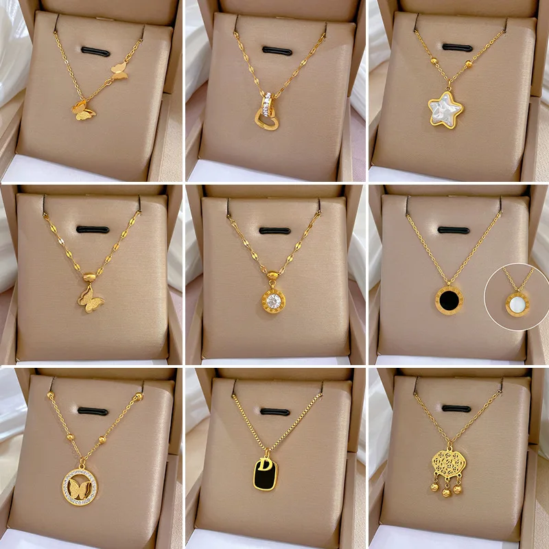 18K Gold Plated Butterfly Round Pendant Necklace for Women Zircon Titanium Steel Anti-tarnish Gold Color Girls Gift
18K Gold Plated Butterfly Round Pendant Necklace for Women Zircon Titanium Steel Anti-tarnish Gold Color Girls Gift