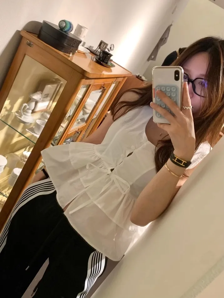 Women's Svel Vest Top round Ne Buttoned Waist Cinching Slimming Sweet Pleated Lace Trendy Cotton Summer irt
Women's Svel Vest Top round Ne Buttoned Waist Cinching Slimming Sweet Pleated Lace Trendy Cotton Summer irt