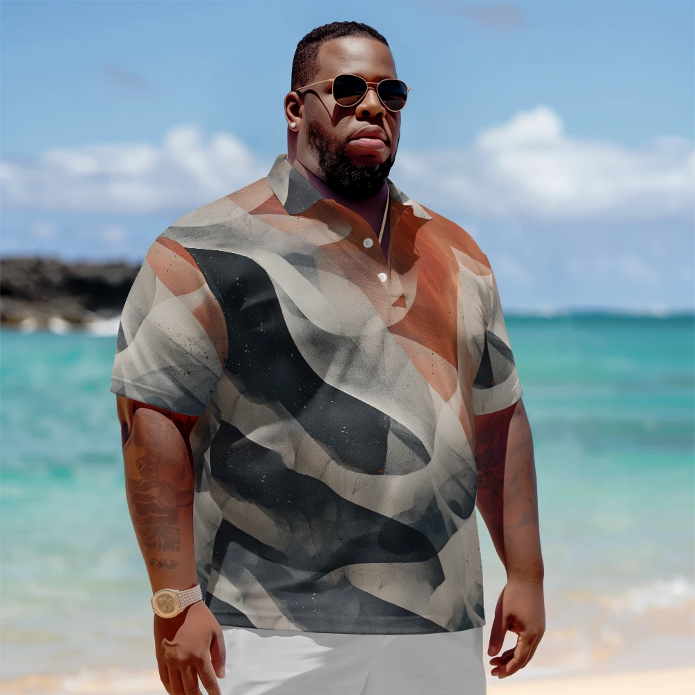 1 men's plus size polo shirt summer grey orange ribbon print casual lapel button suitable for shopping, golf
1 men's plus size polo shirt summer grey orange ribbon print casual lapel button suitable for shopping, golf