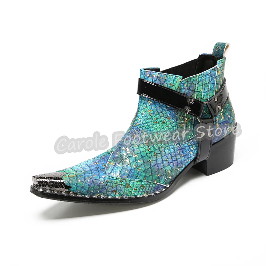 British Style Metal Square Toe Chunky Heel Boots Male Snake Emboss Leather High Top Chelsea Boots Punk Rivet Belt Buckle Boots
British Style Metal Square Toe Chunky Heel Boots Male Snake Emboss Leather High Top Chelsea Boots Punk Rivet Belt Buckle Boots