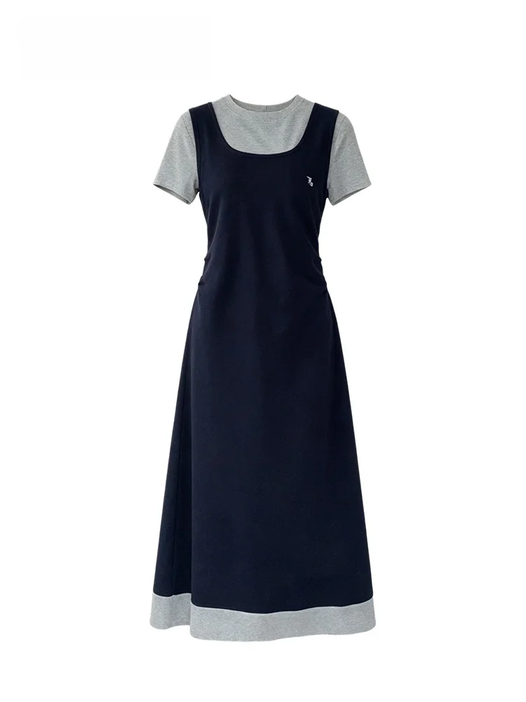Fashionable plus Size Fake Two-Piece Dress Casual College Style Short Sleeve round Neck A-Line Skirt for Women Polyester Fiber
Fashionable plus Size Fake Two-Piece Dress Casual College Style Short Sleeve round Neck A-Line Skirt for Women Polyester Fiber