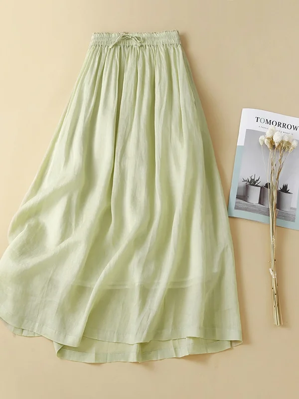 Lightweight Cotton Linen Midi Skirt Green A-Line Summer plus Size Women's High Waist Straight Cut Color Commute Style
Lightweight Cotton Linen Midi Skirt Green A-Line Summer plus Size Women's High Waist Straight Cut Color Commute Style