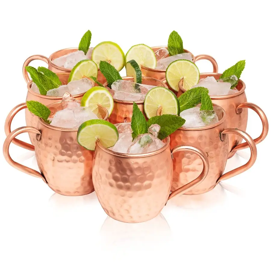 Mule Copper Mugs Set of 8 16oz Food Grade 100 Pure Copper Cups Handcrafted w Lacquered Hammered Finish, Smooth Rounded Lip, Ergo
Mule Copper Mugs Set of 8 16oz Food Grade 100 Pure Copper Cups Handcrafted w Lacquered Hammered Finish, Smooth Rounded Lip, Ergo