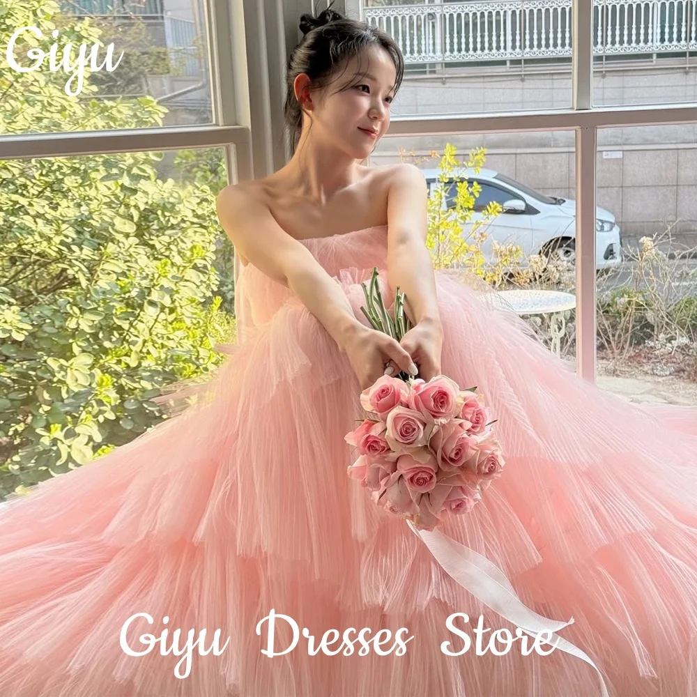Giyu Elegant Peach Pink Strapless Wedding Party Dresses Tiered Crape Sleeveless Korea Photoshoot Customized 2025 Evening Gowns
Giyu Elegant Peach Pink Strapless Wedding Party Dresses Tiered Crape Sleeveless Korea Photoshoot Customized 2025 Evening Gowns