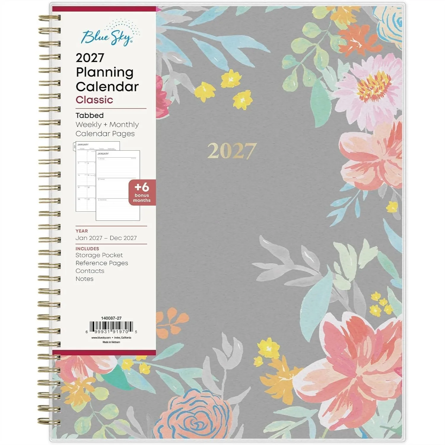 2027 Weekly & Monthly Planner Calendar, Jan 2027 - Dec 2027, 8.5" x 11", Flexible Cover with Laminated Tabs, Twin Wire Binding
2027 Weekly & Monthly Planner Calendar, Jan 2027 - Dec 2027, 8.5" x 11", Flexible Cover with Laminated Tabs, Twin Wire Binding