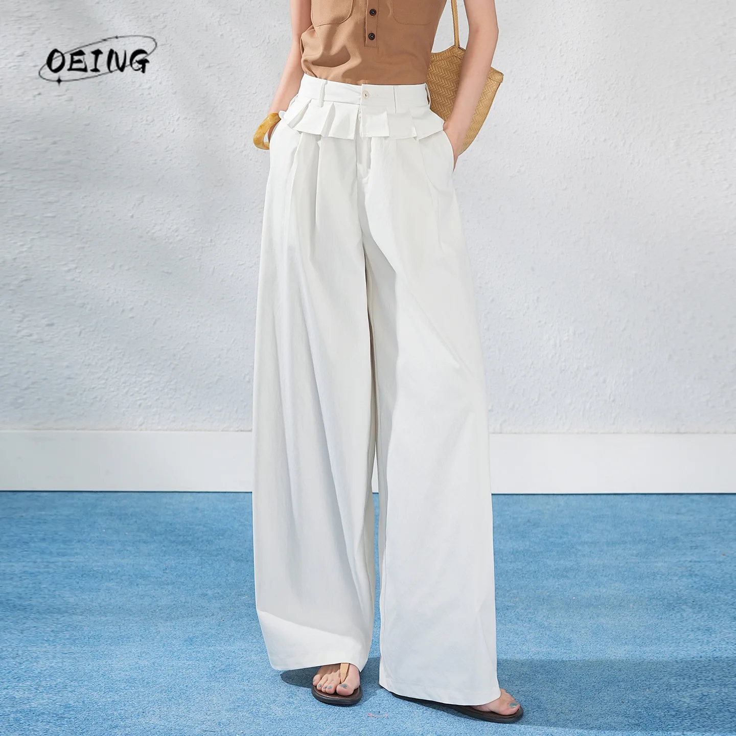 Frill Spliced High Waist Wide Leg Pants Women Summer Streetwear Trendy Hip Hop Loose Casual Straight Floor-length Trousers 39821
Frill Spliced High Waist Wide Leg Pants Women Summer Streetwear Trendy Hip Hop Loose Casual Straight Floor-length Trousers 39821