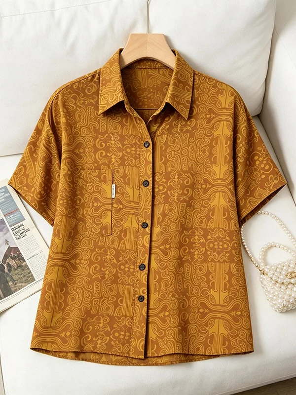 Slimming Effect Summer New Style Large Size Women's Fashionable Shirt Collared Short Sleeve Top Korean Version Commute Style
Slimming Effect Summer New Style Large Size Women's Fashionable Shirt Collared Short Sleeve Top Korean Version Commute Style