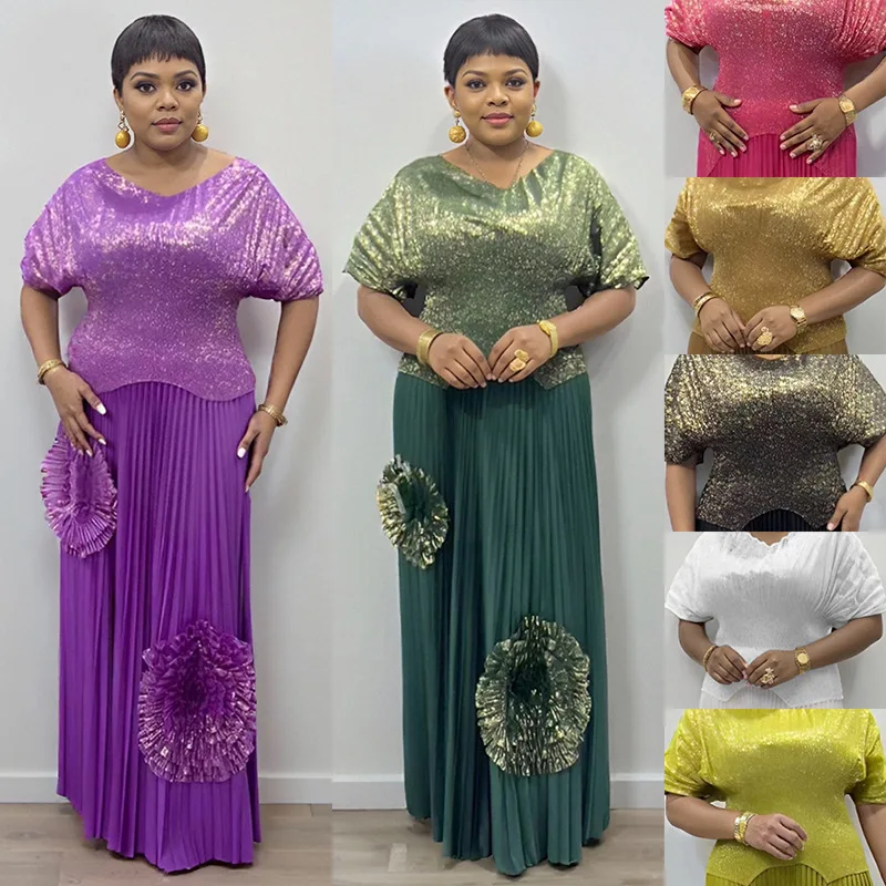New Plus Size Women Bronzing Butterfly Sleeved Top and Pleated Skirt Set African Clothing Flower Ankara Dashiki Outfits 2 Piece
New Plus Size Women Bronzing Butterfly Sleeved Top and Pleated Skirt Set African Clothing Flower Ankara Dashiki Outfits 2 Piece