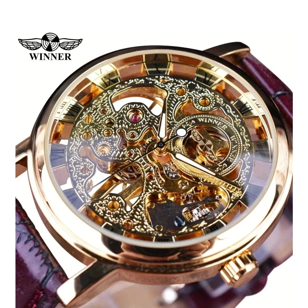 Men Automatic Mechanical Watch Rotating Dial Luminous Waterproof Cowhide Leather Band Wristwatch Free Strap Adjuster
Men Automatic Mechanical Watch Rotating Dial Luminous Waterproof Cowhide Leather Band Wristwatch Free Strap Adjuster