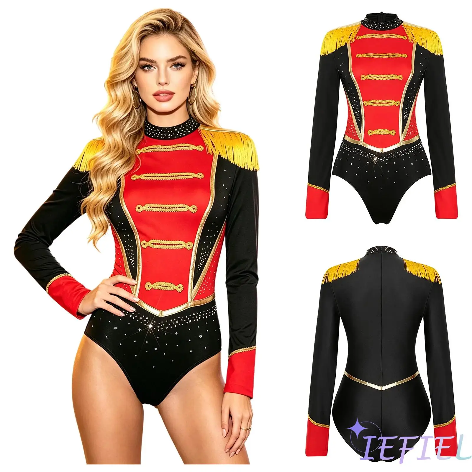 Women Long Sleeve Tassel Rhinestone Bodysuit Braided Trim Back Zipper Jumpsuit for Circus Performance Cosplay Themed Party
Women Long Sleeve Tassel Rhinestone Bodysuit Braided Trim Back Zipper Jumpsuit for Circus Performance Cosplay Themed Party