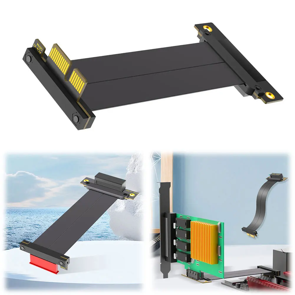 PCI-E 4.0 X1/X4 Riser Cable PCIE 4.0 Extension Cable 90° Mounting PCIe 4.0 High Speed Flexible Extender Card 90 Degree Adapter
PCI-E 4.0 X1/X4 Riser Cable PCIE 4.0 Extension Cable 90° Mounting PCIe 4.0 High Speed Flexible Extender Card 90 Degree Adapter