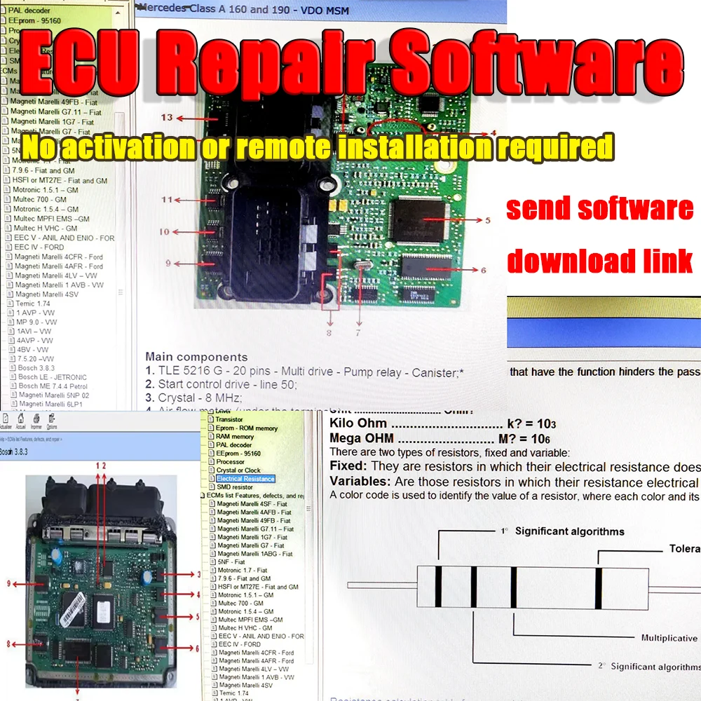 ECU Repair Software ECU Modules Repair Pinout Including Multimeters Transistor EEprom Defects Car Repair Tool
ECU Repair Software ECU Modules Repair Pinout Including Multimeters Transistor EEprom Defects Car Repair Tool
