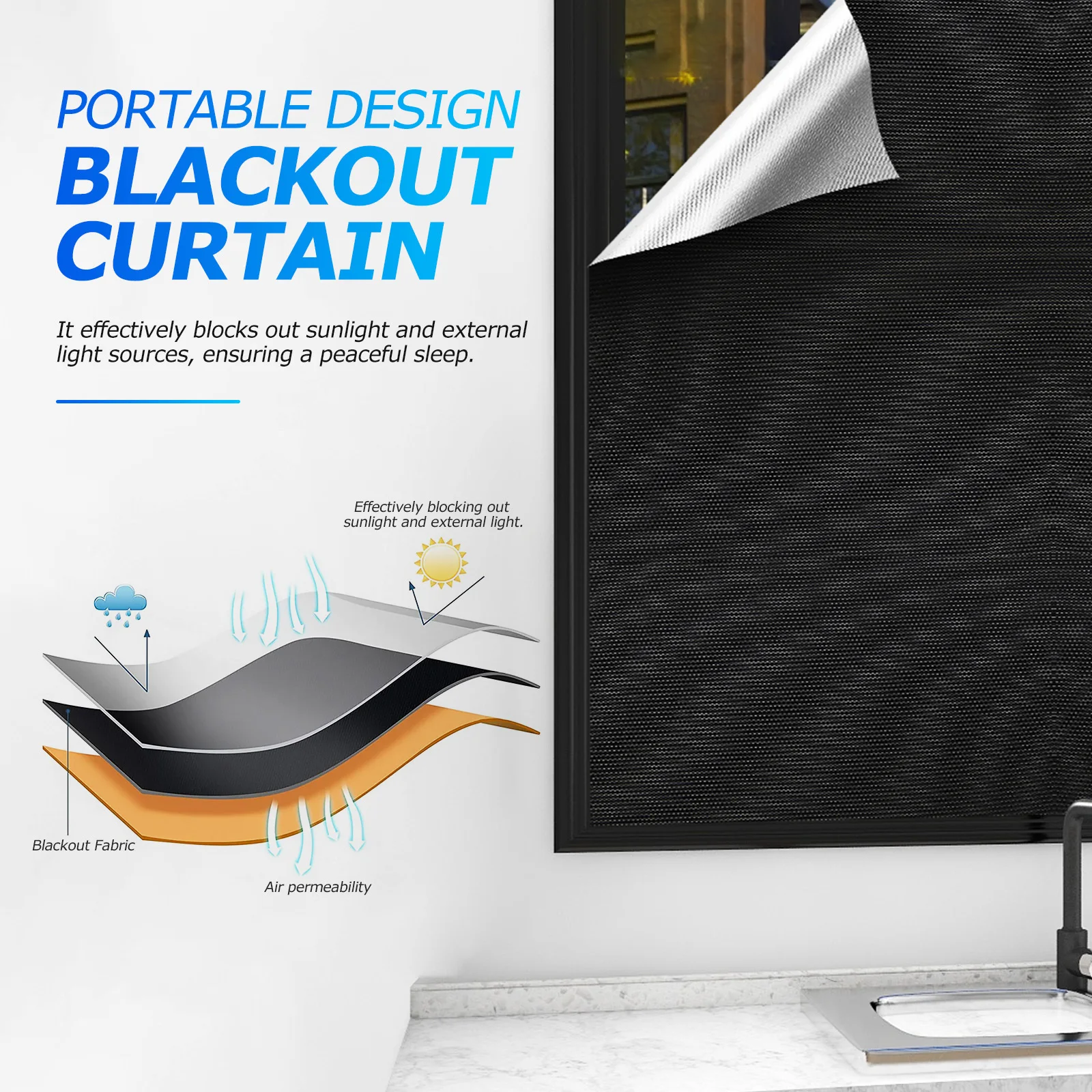 Travel Blackout Curtain Portable No Drilling Blackout Window Cover Adjustable Temporary Blinds for Camping Hotel Use
Travel Blackout Curtain Portable No Drilling Blackout Window Cover Adjustable Temporary Blinds for Camping Hotel Use