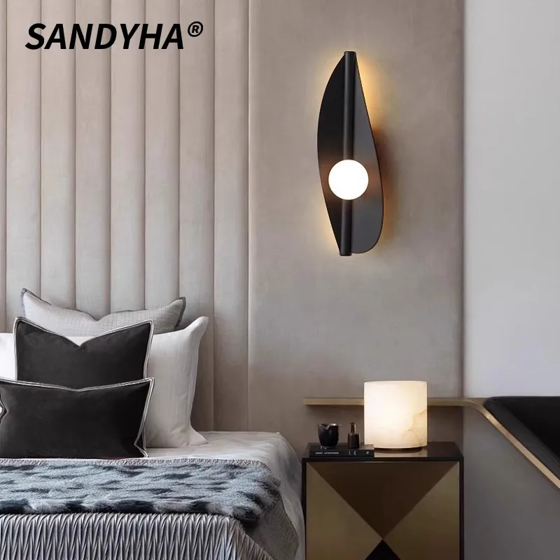 SANDYHA Modern Minimalist Iron Art Wall Lamp Blade Lampshade LED Light Living Room Bedroom Decoration Corridor Lighting Fixtures
SANDYHA Modern Minimalist Iron Art Wall Lamp Blade Lampshade LED Light Living Room Bedroom Decoration Corridor Lighting Fixtures