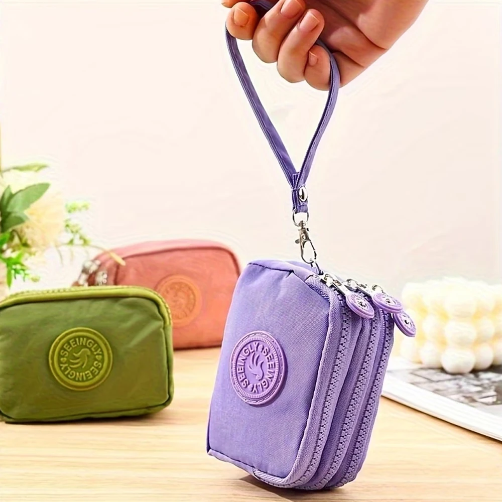 Vintage-Style Three-Zipper Mini Coin Purse for Women — Durable Polyester Compact Clutch Bag with Card Slots, Bill and Coin Storage Space, No Embroidery, Available in Various Colors, Cute Wallet, Everyday Accessory, Fashionable Coin Purse, Smooth Texture
Vintage-Style Three-Zipper Mini Coin Purse for Women — Durable Polyester Compact Clutch Bag with Card Slots, Bill and Coin Storage Space, No Embroidery, Available in Various Colors, Cute Wallet, Everyday Accessory, Fashionable Coin Purse, Smooth Texture