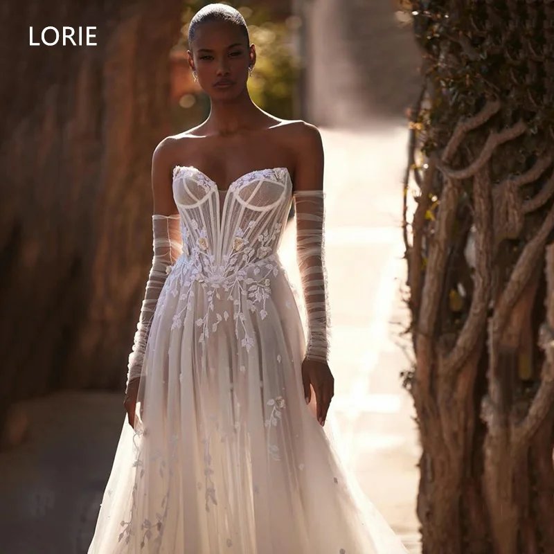 LORIE Tulle Flower Applique A-line Boho Wedding Dresses V-Neck Sleeveless Bridal Gown Sexy Wedding Gowns Customized 2025
LORIE Tulle Flower Applique A-line Boho Wedding Dresses V-Neck Sleeveless Bridal Gown Sexy Wedding Gowns Customized 2025
