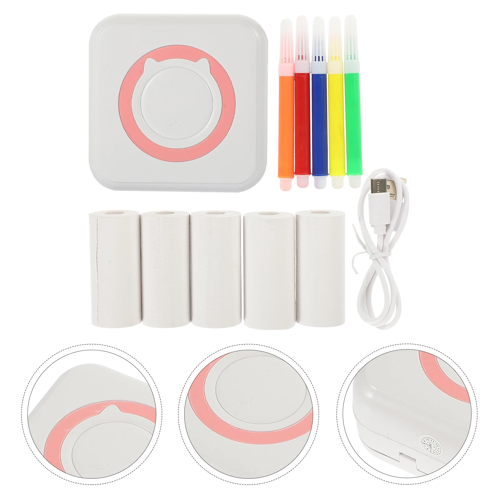 Mini Thermal Printer 1 Set 1 s Pink 5 Rolls Paper 5 Pens Portable Label Maker Machine Reusable ABS Inkless Technology
Mini Thermal Printer 1 Set 1 s Pink 5 Rolls Paper 5 Pens Portable Label Maker Machine Reusable ABS Inkless Technology