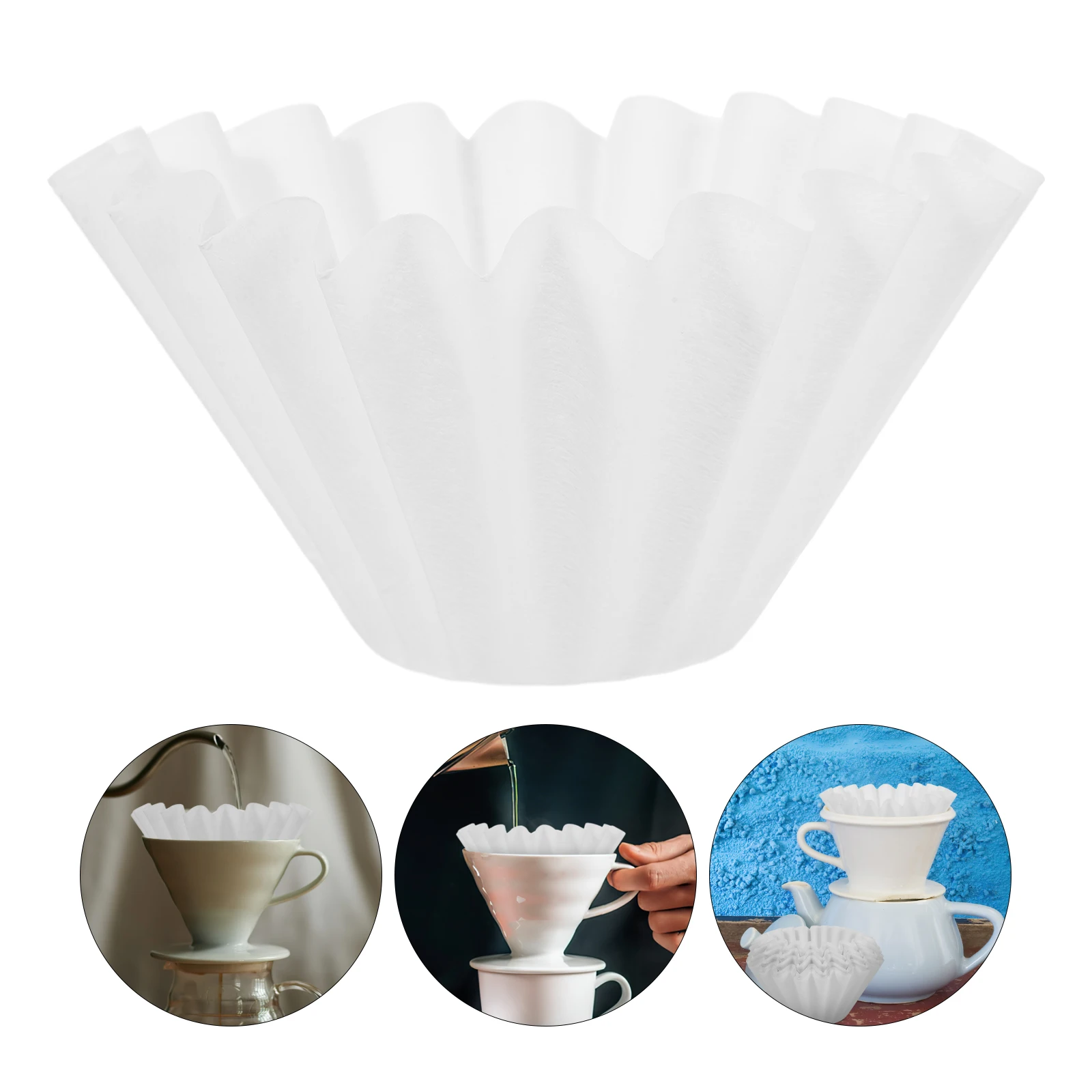 50 pcs Coffee Filter Papers Drip Style H Brewed Large White Ripple Filters for Coffee Shop Home Office Kitchen Bar Use
50 pcs Coffee Filter Papers Drip Style H Brewed Large White Ripple Filters for Coffee Shop Home Office Kitchen Bar Use