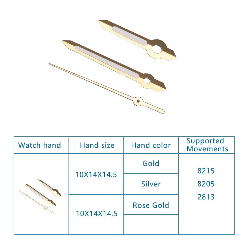 Green Luminous Silver Watch Hands 10*14*14.5mm Watch Pointer For 8215 8205 2813 Movement Men Watch Case Replacement Repair Tools
Green Luminous Silver Watch Hands 10*14*14.5mm Watch Pointer For 8215 8205 2813 Movement Men Watch Case Replacement Repair Tools