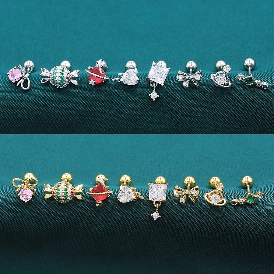 Mix Zircon Bowknot Planet Sun Shape Ear Cartilage Piercing Earring Gold Color Steel Helix Screw Bar Stud Cuff Jewelry 1 PCS
Mix Zircon Bowknot Planet Sun Shape Ear Cartilage Piercing Earring Gold Color Steel Helix Screw Bar Stud Cuff Jewelry 1 PCS