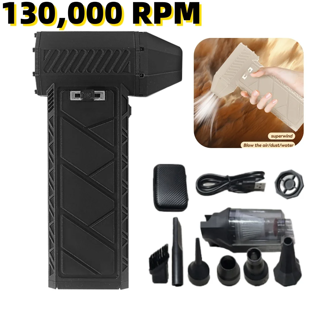 Rechargeable Portable Turbo Jet Fan Turbo Violent Fan 130000 RPM Brushless Motor Powerful Air Blower 52m/s High Speed Duct Fan
Rechargeable Portable Turbo Jet Fan Turbo Violent Fan 130000 RPM Brushless Motor Powerful Air Blower 52m/s High Speed Duct Fan
