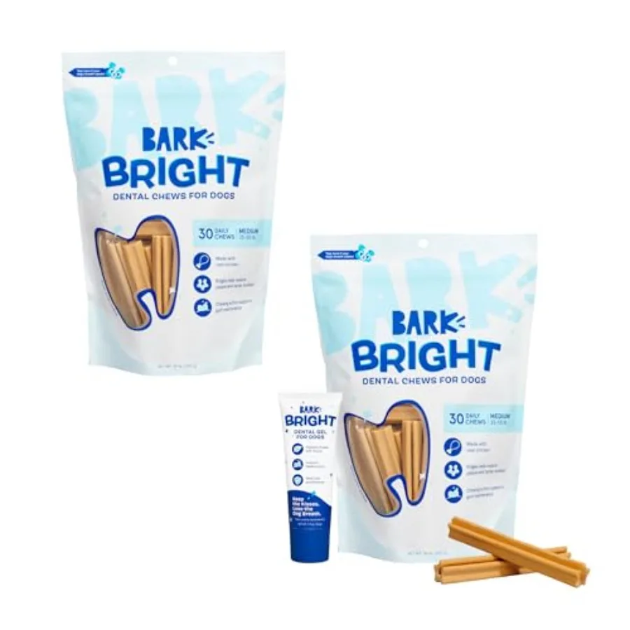Bright Dog Dental Care Bundle for Medium Breeds Bright Original Dental Kit with Toothpaste and 30 Chews + Bright Original Denta
Bright Dog Dental Care Bundle for Medium Breeds Bright Original Dental Kit with Toothpaste and 30 Chews + Bright Original Denta
