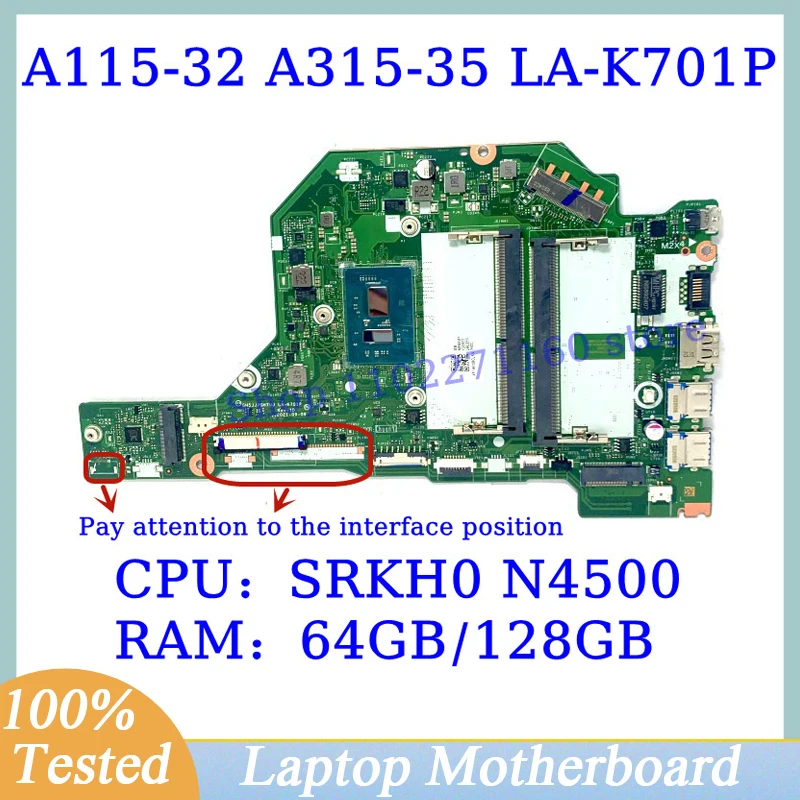 LA-K701P для Acer A115-32 с процессором SRKH0 N4500 64 Гб/128 ГБ, NBA6M11008/NBA6M11004/NBA6W11003, материнская плата для ноутбука 100% протестирована
LA-K701P для Acer A115-32 с процессором SRKH0 N4500 64 Гб/128 ГБ, NBA6M11008/NBA6M11004/NBA6W11003, материнская плата для ноутбука 100% протестирована