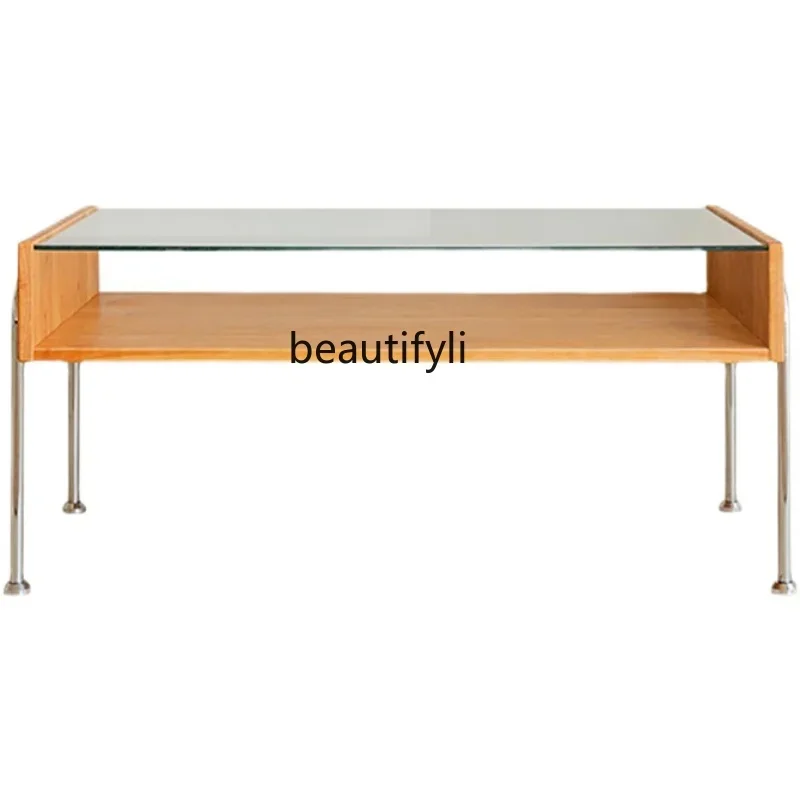 zq1Glass coffee table Solid wood rectangular household living room Tea table Edge table Retro stainless steel
zq1Glass coffee table Solid wood rectangular household living room Tea table Edge table Retro stainless steel
