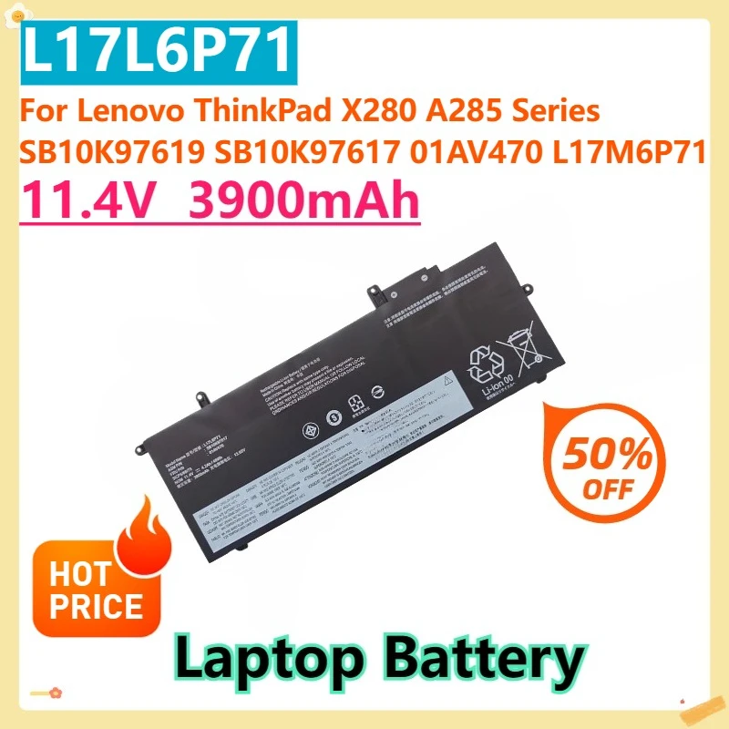 Для Lenovo ThinkPad X280 A285 Series SB10K97619 SB10K97617 01AV470 L17M6P71 L17L6P71 11,4 В 3900 мАч Сменный аккумулятор
Для Lenovo ThinkPad X280 A285 Series SB10K97619 SB10K97617 01AV470 L17M6P71 L17L6P71 11,4 В 3900 мАч Сменный аккумулятор