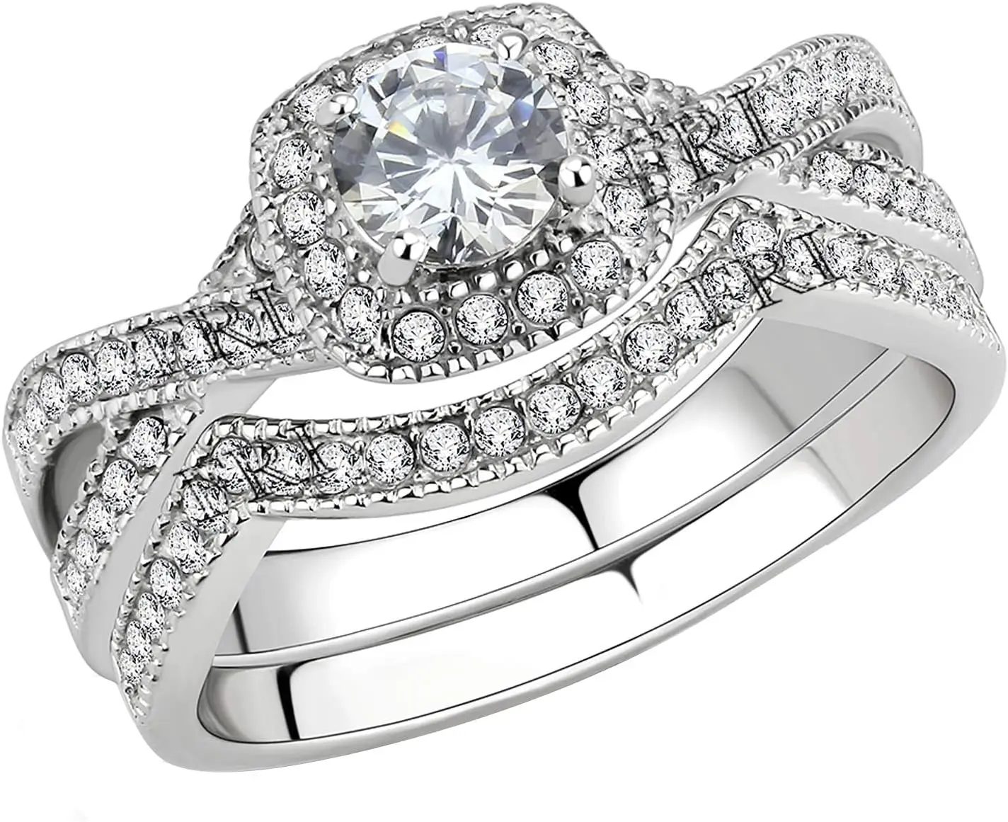 Stainless Steel Rings for Women Infinity Wedding Set Round CZ Cubic Zirconia Halo Engagement Bridal Jewelry Set
Stainless Steel Rings for Women Infinity Wedding Set Round CZ Cubic Zirconia Halo Engagement Bridal Jewelry Set