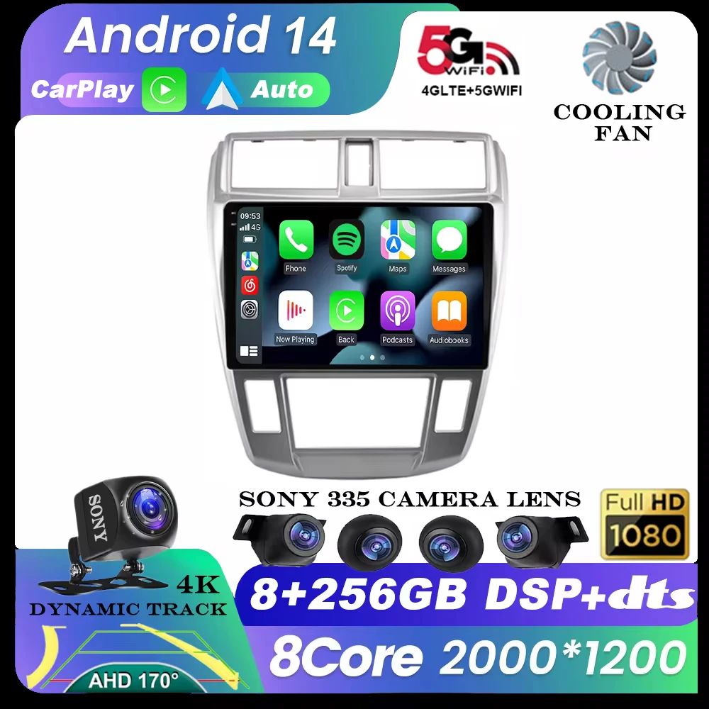 Android 14 Auto Car Radio Stereo Audio GPS Multimedia Video Player For Honda City 2006 - 2010 2011 2012 2013 Carplay 360 Camera
Android 14 Auto Car Radio Stereo Audio GPS Multimedia Video Player For Honda City 2006 - 2010 2011 2012 2013 Carplay 360 Camera