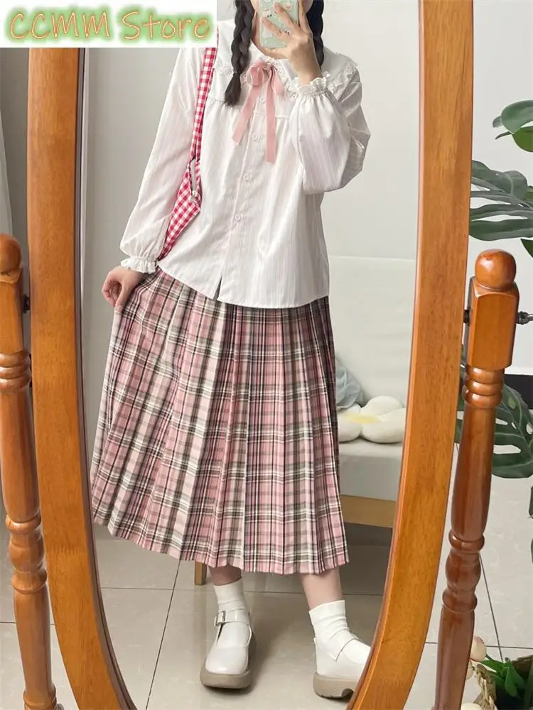 Women's A-line Pink Plaid Summer Thin Pleated Skirt Young Girl Vintage Fashion Female High Waist Loose Calf-length Skirts
Women's A-line Pink Plaid Summer Thin Pleated Skirt Young Girl Vintage Fashion Female High Waist Loose Calf-length Skirts