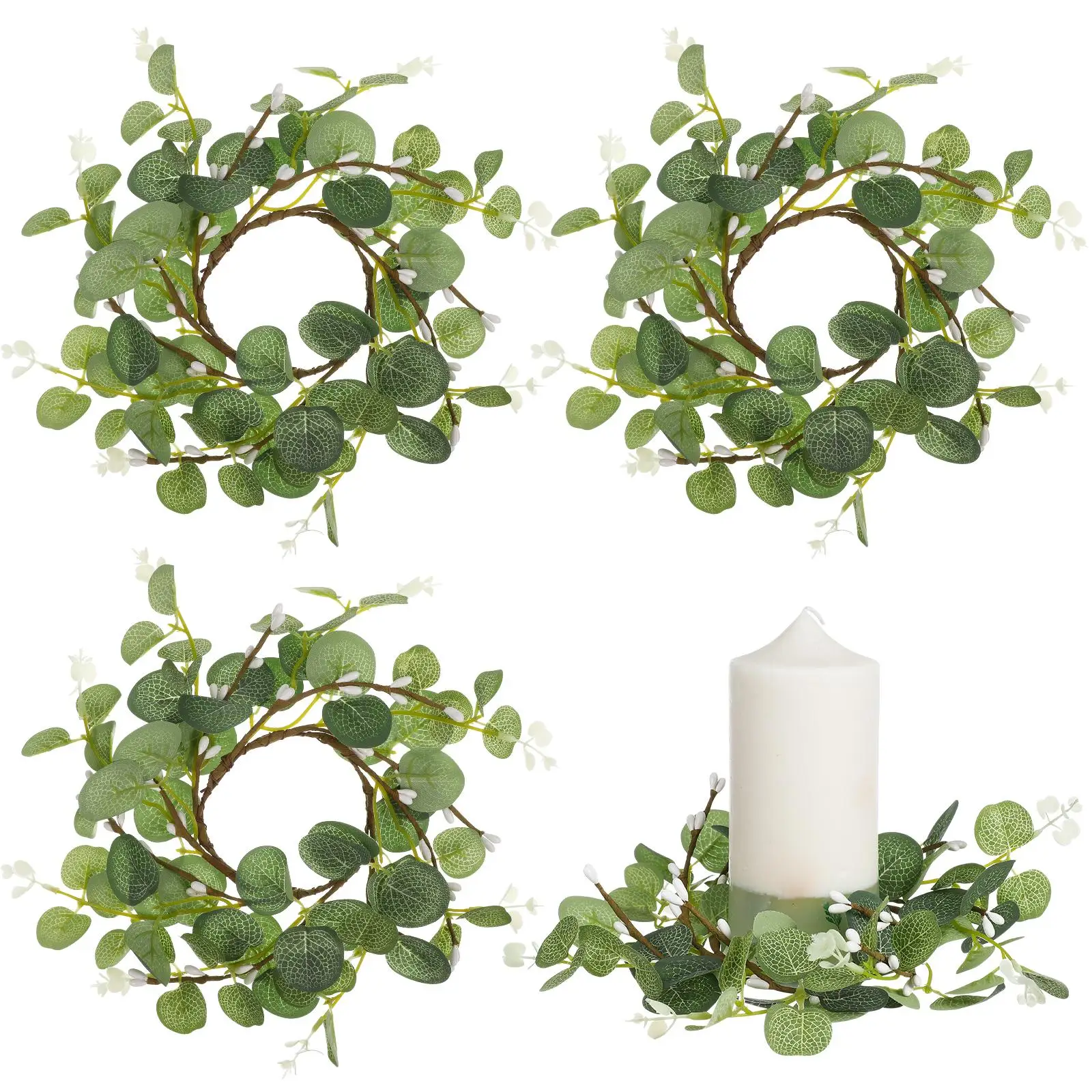 4 Pcs Eucalyptus Wreath Simulated Leaves Berry Rings 8cm Candlestick Holiday Decor Table Accessories Party Crafts Photo Props
4 Pcs Eucalyptus Wreath Simulated Leaves Berry Rings 8cm Candlestick Holiday Decor Table Accessories Party Crafts Photo Props