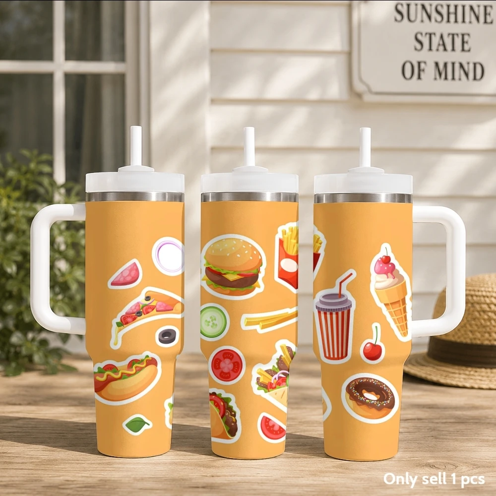 Fast Food Funny Vacuum Flasks 40oz Portable Stainless Steel Tumbler with Handle Straw Double Wall Vacuum Insulated Mug
Fast Food Funny Vacuum Flasks 40oz Portable Stainless Steel Tumbler with Handle Straw Double Wall Vacuum Insulated Mug