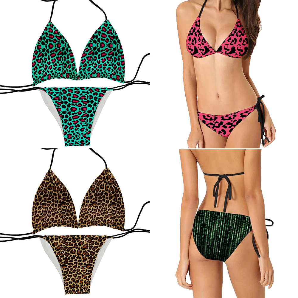 Women's halter sexy leopard print swimsuit two-piece fashion fun beach surfing bikini set summer gift is not a thong
Women's halter sexy leopard print swimsuit two-piece fashion fun beach surfing bikini set summer gift is not a thong