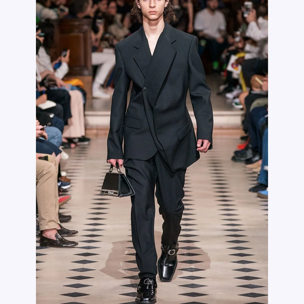 Solid Black Men Suits Notch Lapel Handsome Outfits Two Piece(Jacket+Pants) Model Show High Street Casual Party Male Clothing
Solid Black Men Suits Notch Lapel Handsome Outfits Two Piece(Jacket+Pants) Model Show High Street Casual Party Male Clothing