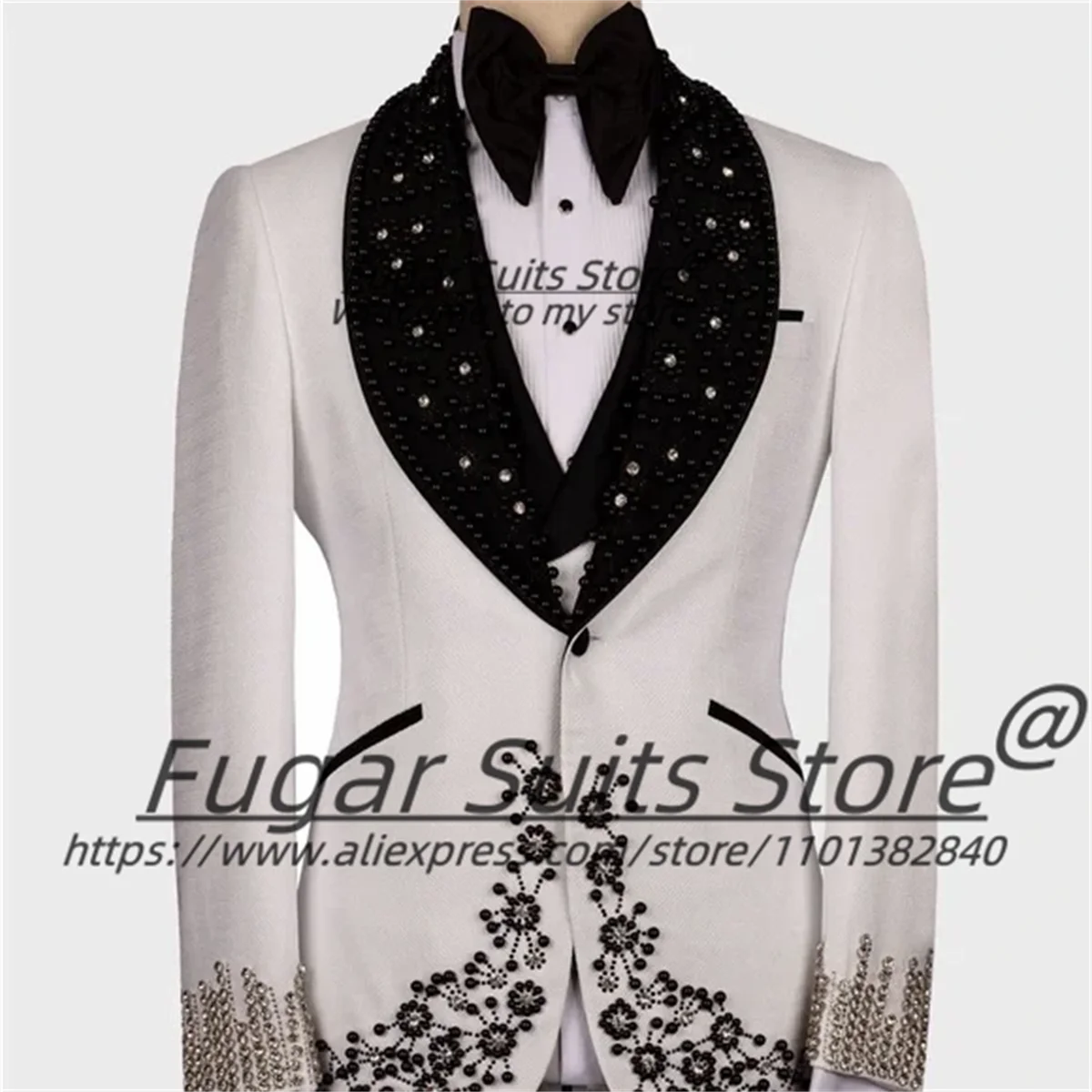 Fashion Luxury Beaded Men Suits Groom Wedding Tuxedos 3 Pieces Sets Shawl Lapel Male Formal Prom Blazers Customized ropa hombre
Fashion Luxury Beaded Men Suits Groom Wedding Tuxedos 3 Pieces Sets Shawl Lapel Male Formal Prom Blazers Customized ropa hombre