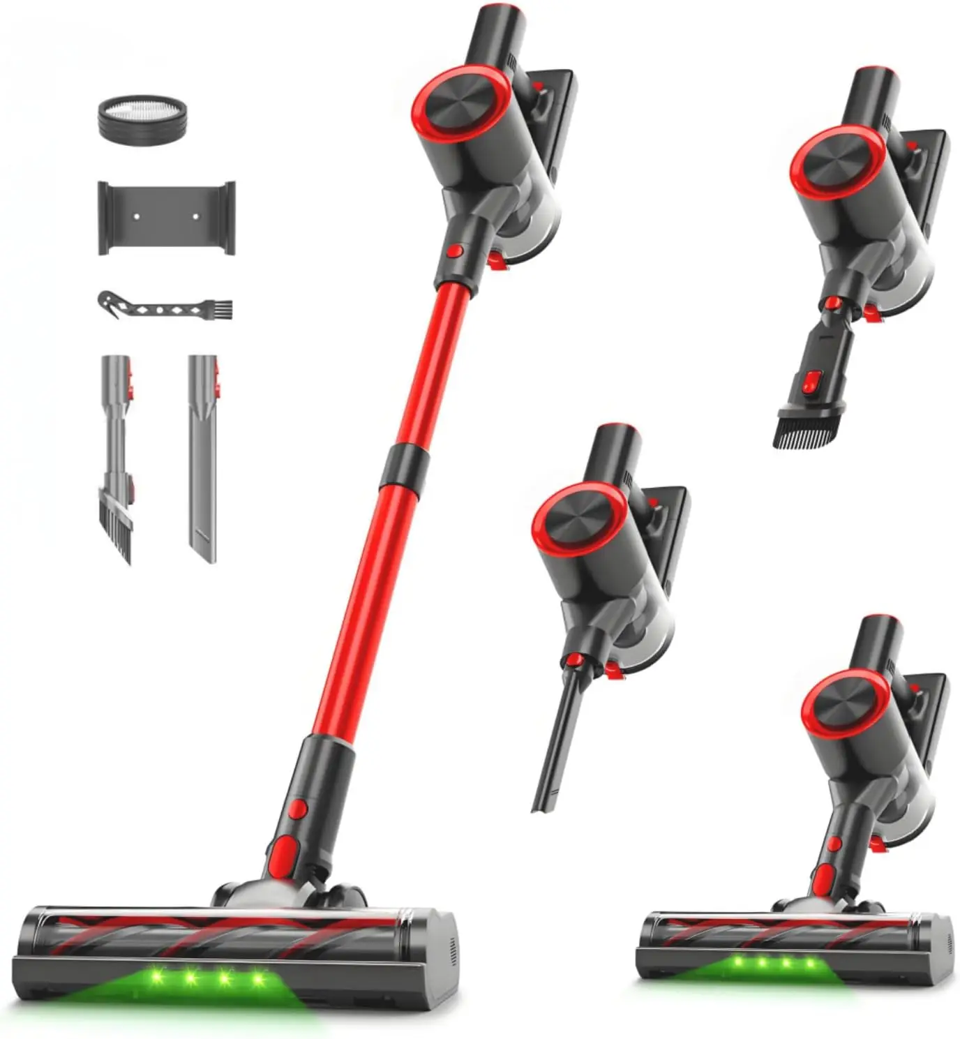 Беспроводной вертикальный пылесос 38 кПа с LED-подсветкой, съемным аккумулятором, 8-в-1 для шерсти животных, ковров и твердых полов
Беспроводной вертикальный пылесос 38 кПа с LED-подсветкой, съемным аккумулятором, 8-в-1 для шерсти животных, ковров и твердых полов