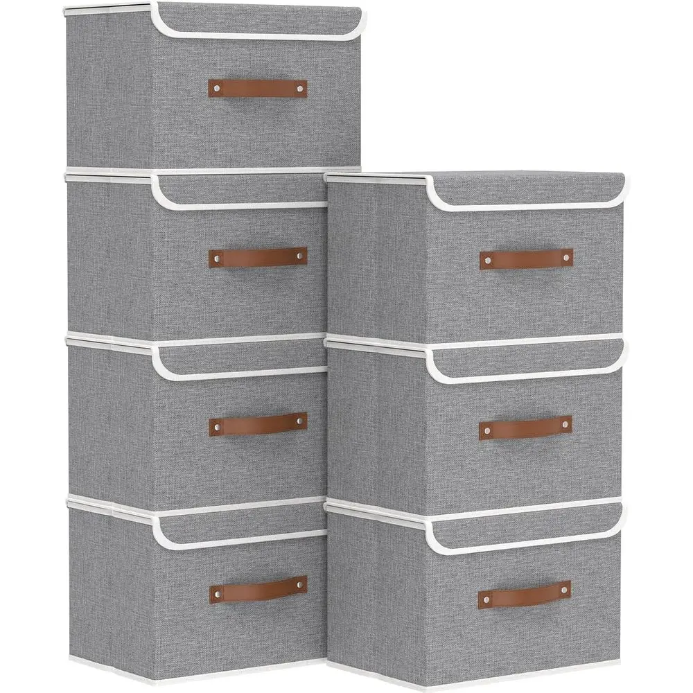 Storage Bins with Lids, Closet Baskets, Washable and Leather Handle, Collapsible Boxes for Home, Grey, 17.7''Lx11.8''Wx11.8''H,
Storage Bins with Lids, Closet Baskets, Washable and Leather Handle, Collapsible Boxes for Home, Grey, 17.7''Lx11.8''Wx11.8''H,