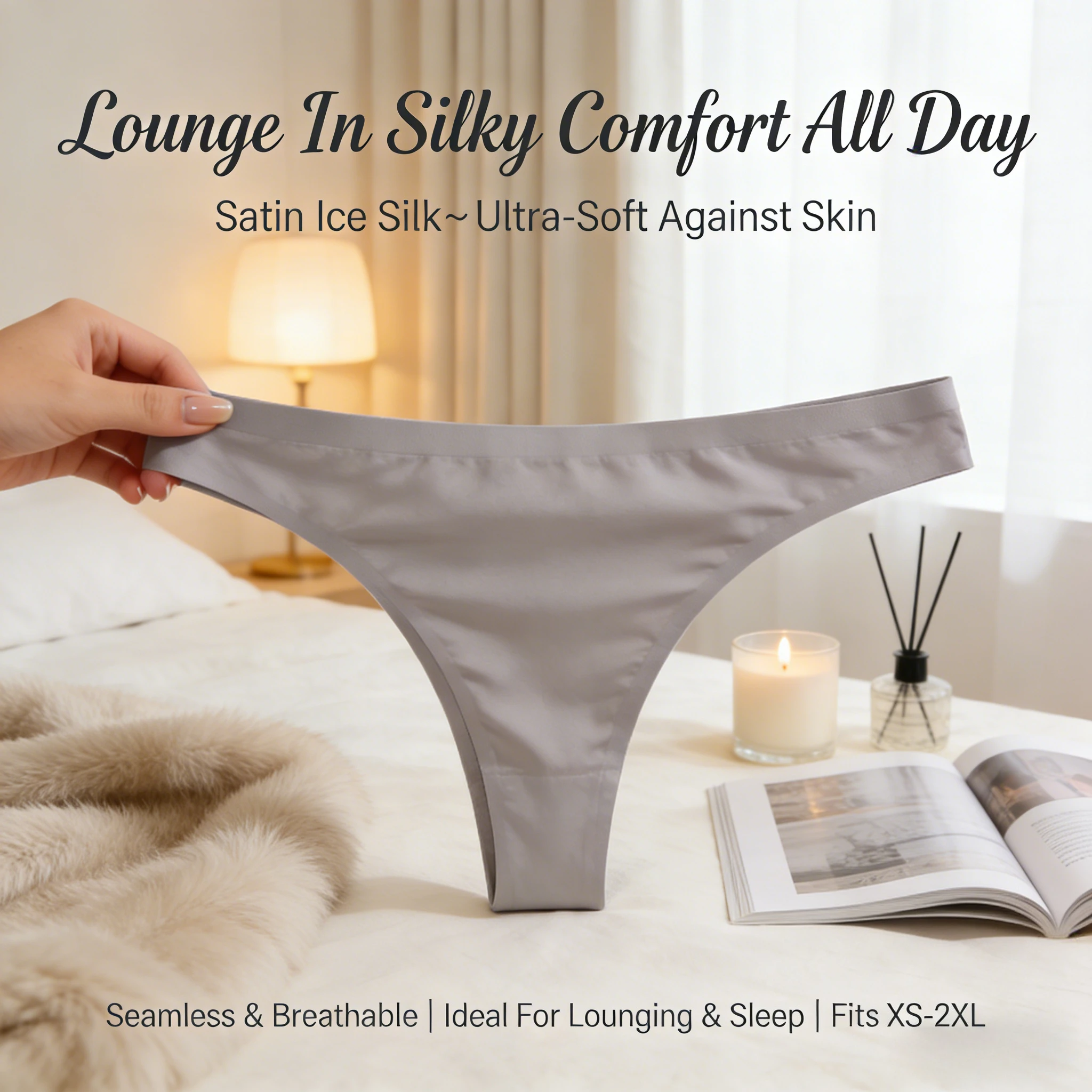 Women's Satin Finish Seamless Thong Silky Low-Rise T-Back G-String Breathable Ice Silk Fitness Underwear 1Pc Gift-Ready Lingerie
Women's Satin Finish Seamless Thong Silky Low-Rise T-Back G-String Breathable Ice Silk Fitness Underwear 1Pc Gift-Ready Lingerie