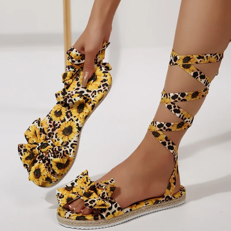 2025 Summer New Women's Rome Sandals with Ankle Tie Bow & Leopard Print Flat Shoes Plus Size Ladies Casual Footwear Sandals
2025 Summer New Women's Rome Sandals with Ankle Tie Bow & Leopard Print Flat Shoes Plus Size Ladies Casual Footwear Sandals