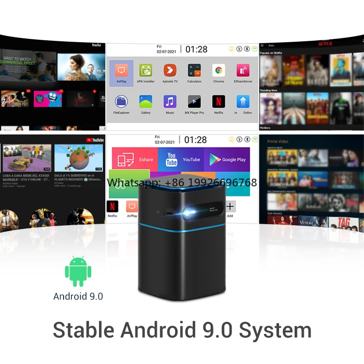 Newest D042 Portable 4K Android Proyector Home Theater With HIFI Speaker Mode LED Mini DLP Wireless Beamer Projectors factory
Newest D042 Portable 4K Android Proyector Home Theater With HIFI Speaker Mode LED Mini DLP Wireless Beamer Projectors factory