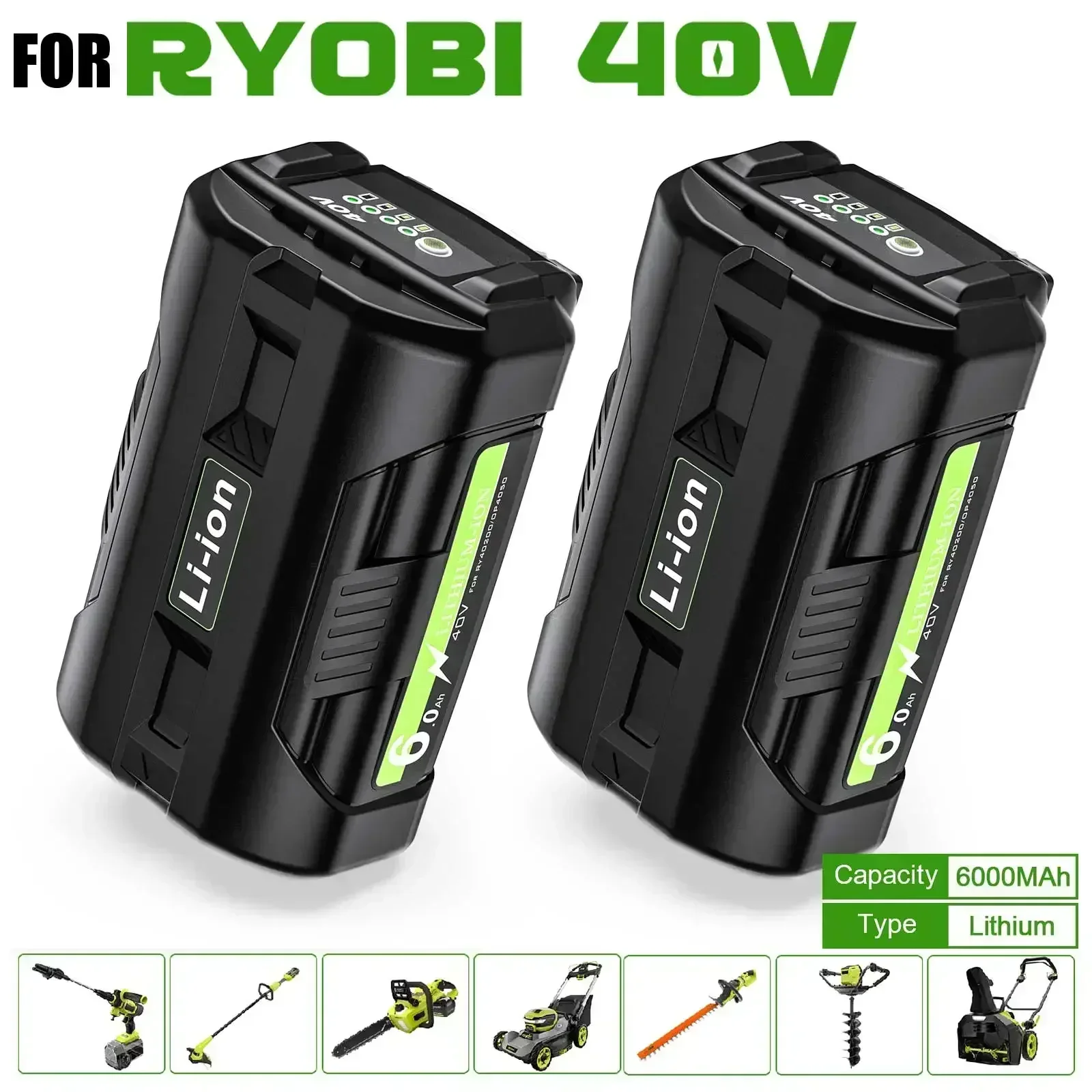 40V 6000mAh Li-ion Battery For Ryobi OP4040 OP4026 OP4030 OP4050 OP4060A OP40201 OP40301 Collection Cordless Power Tools Battery
40V 6000mAh Li-ion Battery For Ryobi OP4040 OP4026 OP4030 OP4050 OP4060A OP40201 OP40301 Collection Cordless Power Tools Battery
