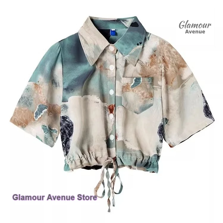 Korean short-sleeved shirt female summer new fashion design sense niche shirt small drawstring waist short tie-dyed shirt
Korean short-sleeved shirt female summer new fashion design sense niche shirt small drawstring waist short tie-dyed shirt