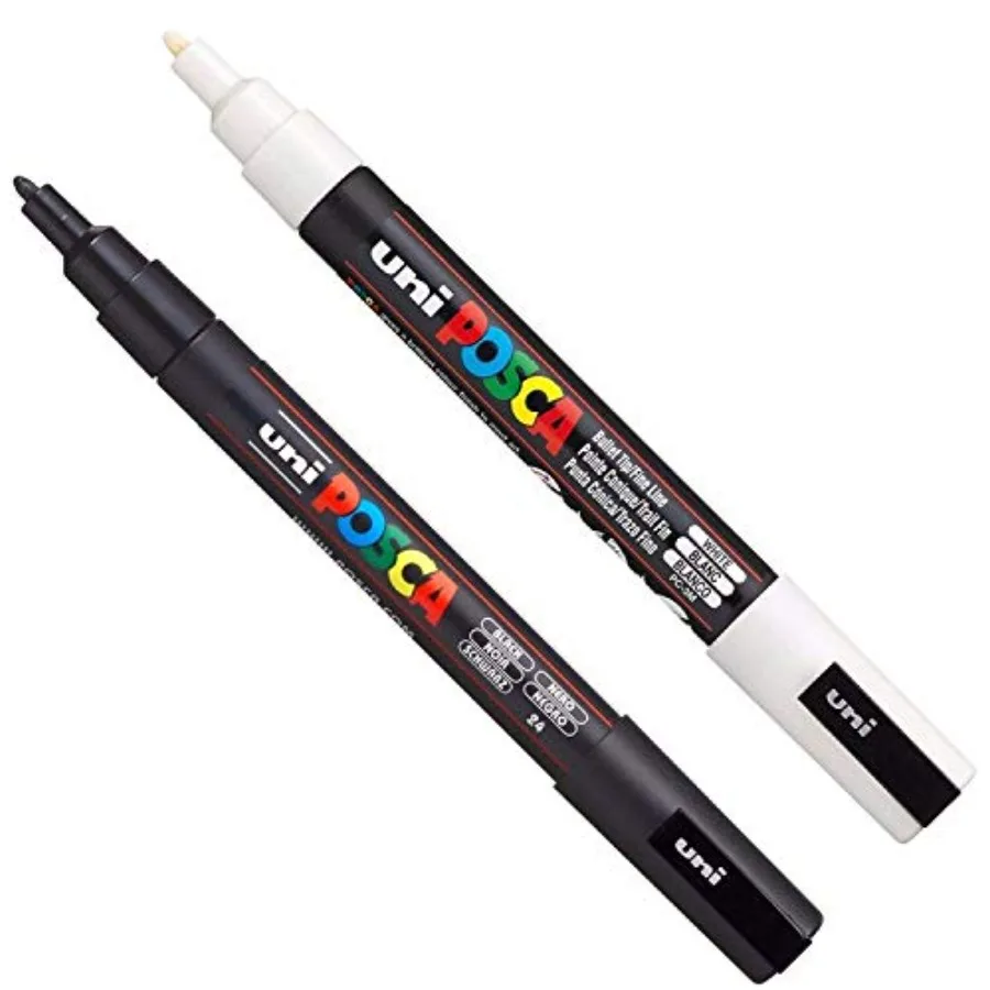 Paint Art Marker Pens - Fabric Glass Metal Pen - Set of Black + White 1 of each
Paint Art Marker Pens - Fabric Glass Metal Pen - Set of Black + White 1 of each