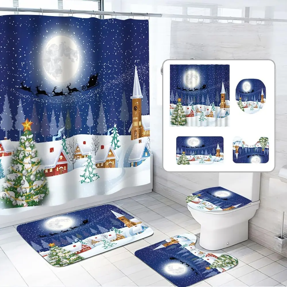 4 шт., Рождественский праздник, зима, снеговик, рождественская елка, занавеска для душа Санта-Клауса, синяя ткань, занавеска для душа сосны, луны, звезды, снега, Рождество
4 шт., Рождественский праздник, зима, снеговик, рождественская елка, занавеска для душа Санта-Клауса, синяя ткань, занавеска для душа сосны, луны, звезды, снега, Рождество