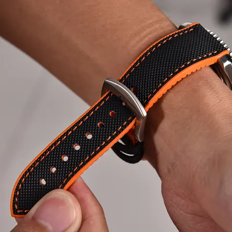Advanced For Breitling Omega IWC Mark Sailcloth Nylon FKM Rubber Watch Strap 20mm 22mm 24mm Qucik Release Strap Men Bracelet