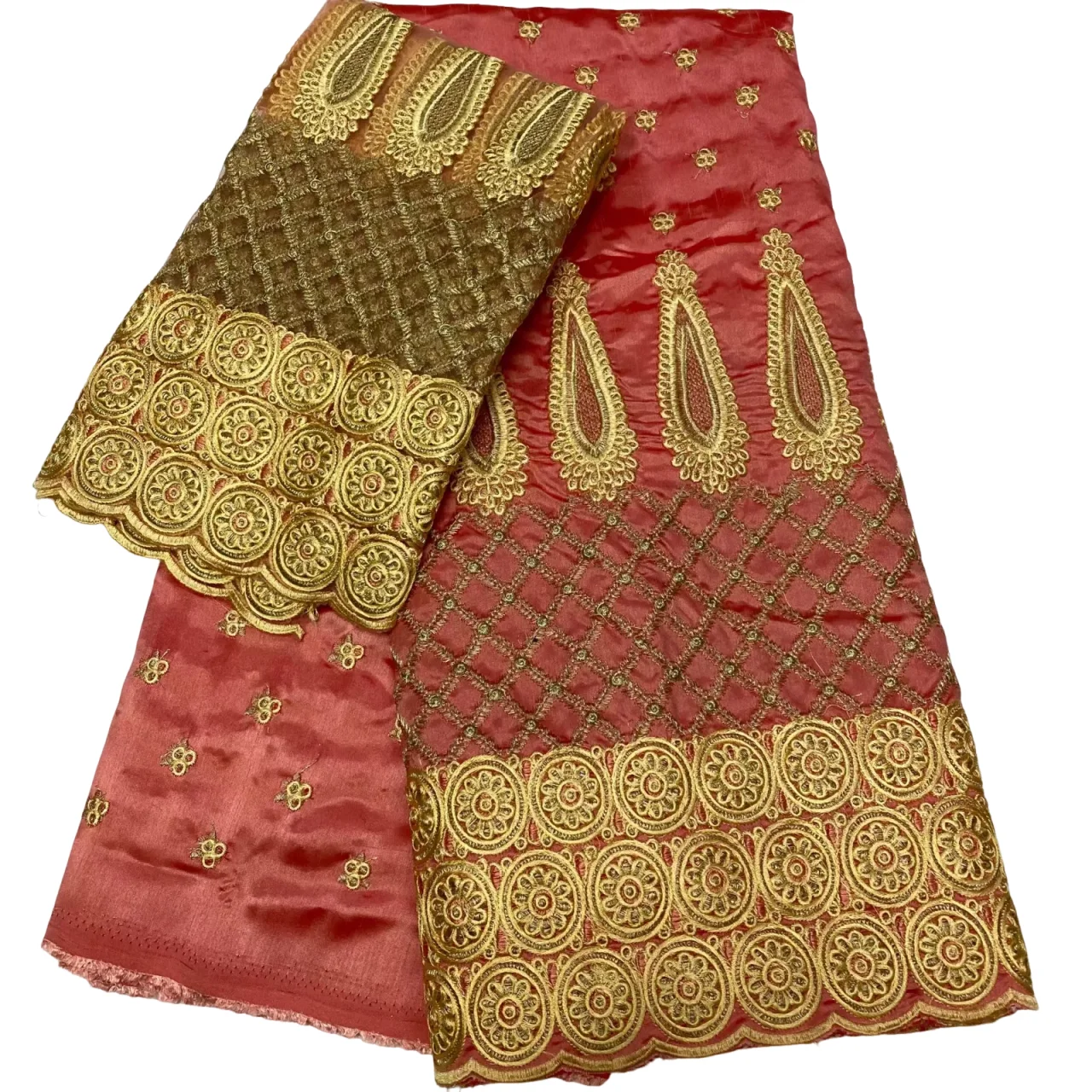 5+2 African George Fabric High Quality Indian Raw Silk George Wrappers Hot Nigerian Lace Fabrics Set With Blouse For Wedding Sew 
5+2 African George Fabric High Quality Indian Raw Silk George Wrappers Hot Nigerian Lace Fabrics Set With Blouse For Wedding Sew