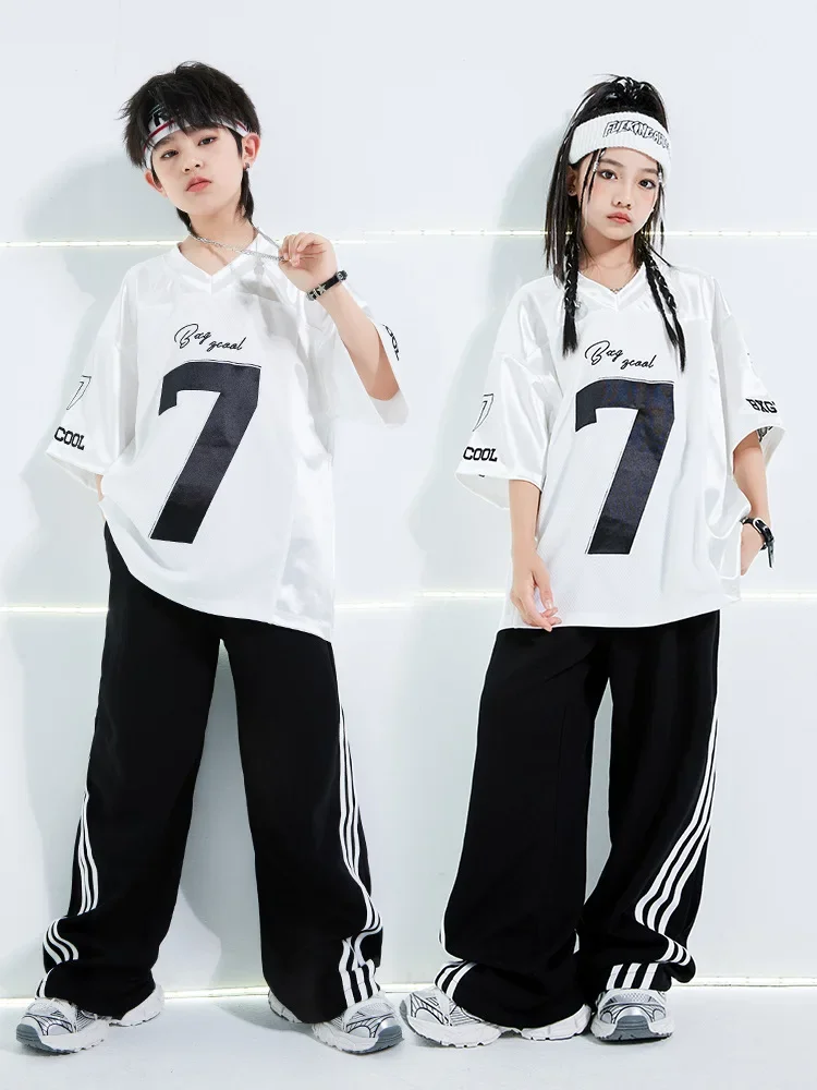 Girls Hip Hop Dance Costume White Short Sleeve T Shirt Black Pants Modern Kpop Clothing for Kids Boys Jazz Outfits
Girls Hip Hop Dance Costume White Short Sleeve T Shirt Black Pants Modern Kpop Clothing for Kids Boys Jazz Outfits